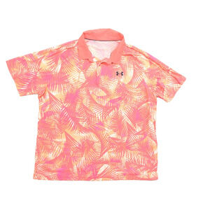 Under Armour Iso-Chill Polo Men's Plus Size 2XL Pink Palm Print Golf Shirt